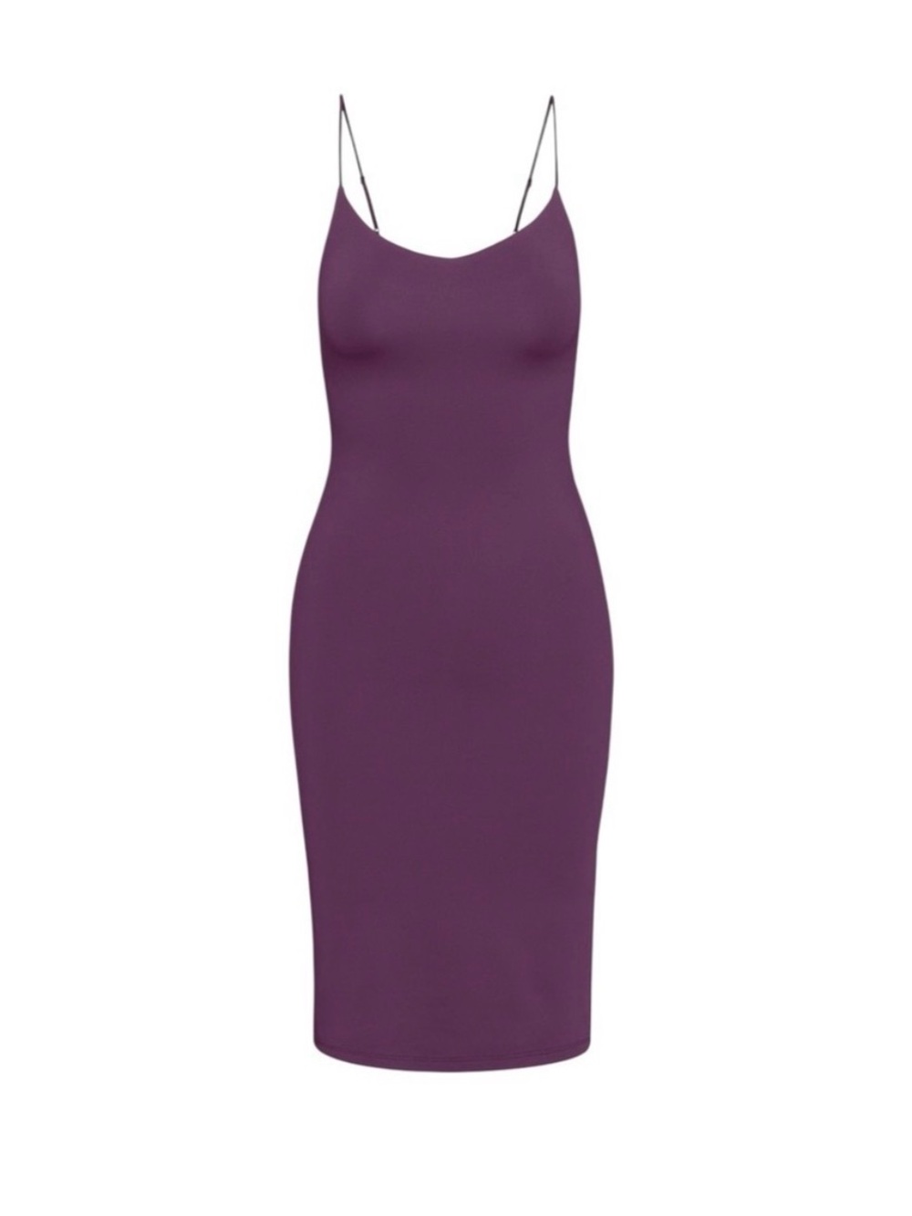 Plum Bodycon Slip Dress 👗 with Spaghetti Straps